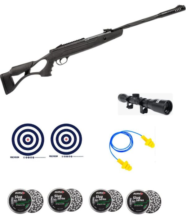 Carabina Pressão Hatsan ED 5,5mm + Luneta + 5 Chumbinhos + 2 Alvos + Protetor Auricular