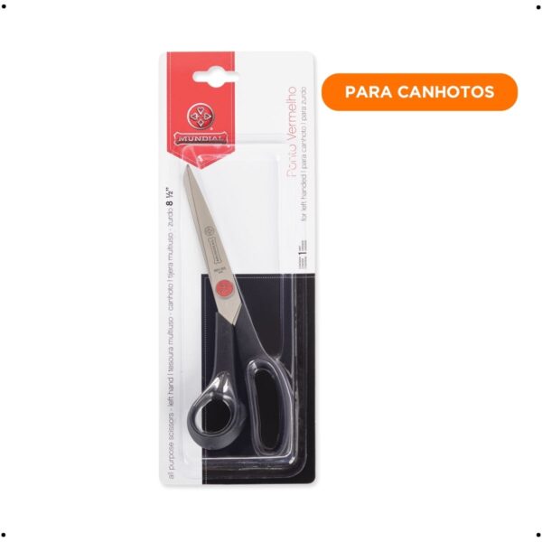 Tesoura Multiuso Canhoto Mundial 661N-8.1/2" Ponto Vermelho