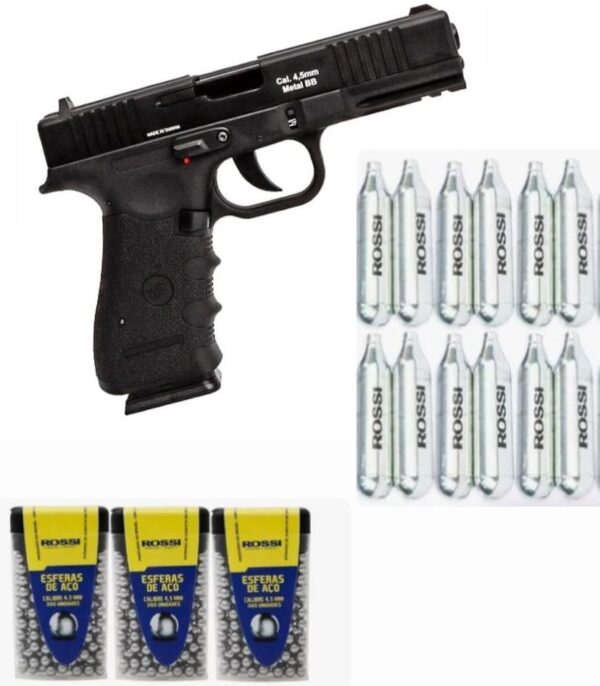 Pistola de Pressão Rossi W119 BlowBack + CO2 + Esferas 4,5mm