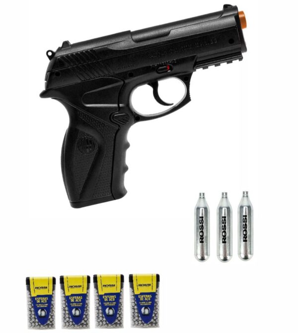 Pistola de Airsfot Rossi C11 - CO2 Esferas de Aço 4,5mm + 3 CO2 + 4 Esfera de aço