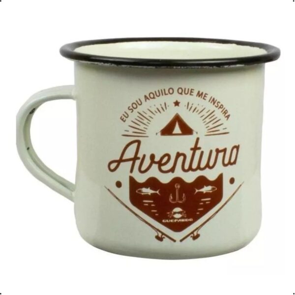Caneca Esmaltada de Alumínio - Guepardo Branco 240ml